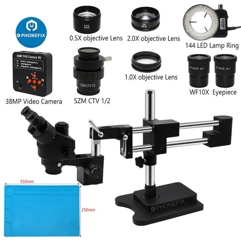 3.5X-90X Black Double Arm Ster - Stereo Trinocular Microscope Pcb review and price